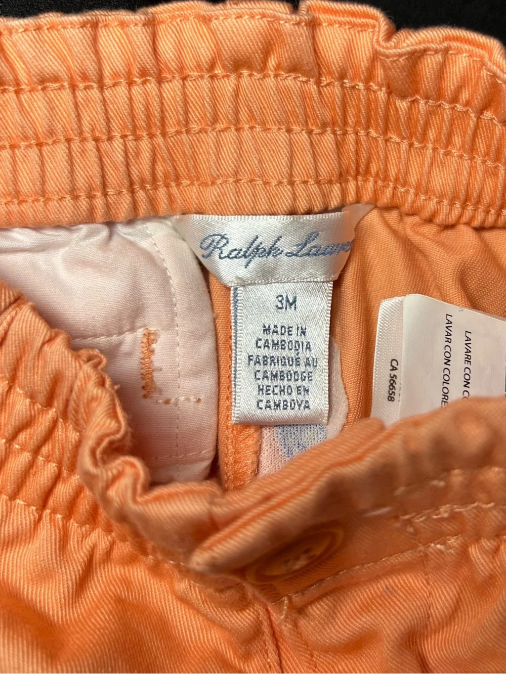 Ralph Lauren Orange Toddler Polo Embroidered Shorts with Blue Logos